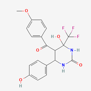 4-hydroxy-6-(4-hydroxyphenyl)-5-[(4-methoxyphenyl)carbonyl]-4-(trifluoromethyl)tetrahydropyrimidin-2(1H)-one