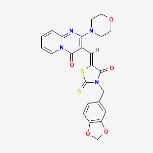 3-{(Z)-[3-(1,3-benzodioxol-5-ylmethyl)-4-oxo-2-thioxo-1,3-thiazolidin-5-ylidene]methyl}-2-(morpholin-4-yl)-4H-pyrido[1,2-a]pyrimidin-4-one