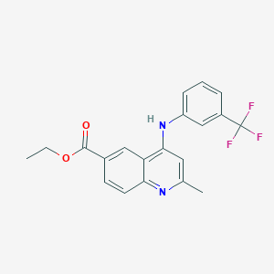 molecular formula C20H17F3N2O2 B11627619 Ethyl 2-methyl-4-{[3-(trifluoromethyl)phenyl]amino}quinoline-6-carboxylate 