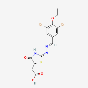 molecular formula C14H13Br2N3O4S B11627629 {(2E)-2-[(2E)-(3,5-dibromo-4-ethoxybenzylidene)hydrazinylidene]-4-oxo-1,3-thiazolidin-5-yl}acetic acid 