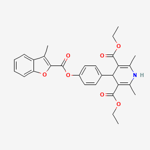 molecular formula C29H29NO7 B11627658 Diethyl 2,6-dimethyl-4-(4-{[(3-methyl-1-benzofuran-2-yl)carbonyl]oxy}phenyl)-1,4-dihydropyridine-3,5-dicarboxylate 