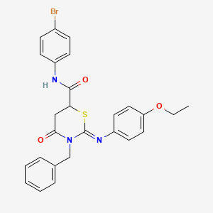 molecular formula C26H24BrN3O3S B11627685 (2Z)-3-benzyl-N-(4-bromophenyl)-2-[(4-ethoxyphenyl)imino]-4-oxo-1,3-thiazinane-6-carboxamide 