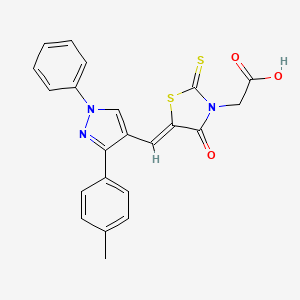 2-[(5Z)-5-[[3-(4-methylphenyl)-1-phenylpyrazol-4-yl]methylidene]-4-oxo-2-sulfanylidene-1,3-thiazolidin-3-yl]acetic acid