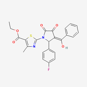 molecular formula C24H19FN2O5S B11627702 ethyl 2-[3-benzoyl-2-(4-fluorophenyl)-4-hydroxy-5-oxo-2,5-dihydro-1H-pyrrol-1-yl]-4-methyl-1,3-thiazole-5-carboxylate 