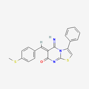 molecular formula C20H15N3OS2 B11627731 (6Z)-5-imino-6-[4-(methylsulfanyl)benzylidene]-3-phenyl-5,6-dihydro-7H-[1,3]thiazolo[3,2-a]pyrimidin-7-one 