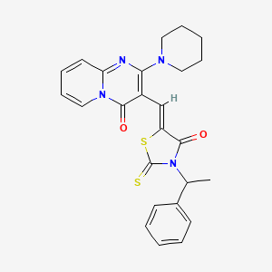 3-{(Z)-[4-oxo-3-(1-phenylethyl)-2-thioxo-1,3-thiazolidin-5-ylidene]methyl}-2-(piperidin-1-yl)-4H-pyrido[1,2-a]pyrimidin-4-one