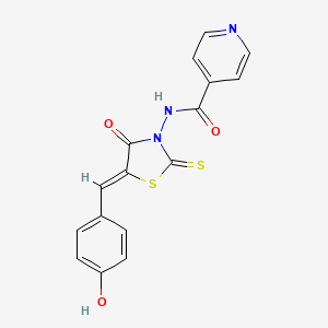 N-[(5Z)-5-[(4-hydroxyphenyl)methylidene]-4-oxo-2-sulfanylidene-1,3-thiazolidin-3-yl]pyridine-4-carboxamide