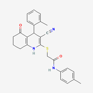 2-{[3-cyano-4-(2-methylphenyl)-5-oxo-1,4,5,6,7,8-hexahydroquinolin-2-yl]sulfanyl}-N-(4-methylphenyl)acetamide