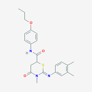 (2Z)-2-[(3,4-dimethylphenyl)imino]-3-methyl-4-oxo-N-(4-propoxyphenyl)-1,3-thiazinane-6-carboxamide