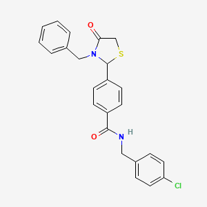 4-(3-benzyl-4-oxo-1,3-thiazolidin-2-yl)-N-(4-chlorobenzyl)benzamide