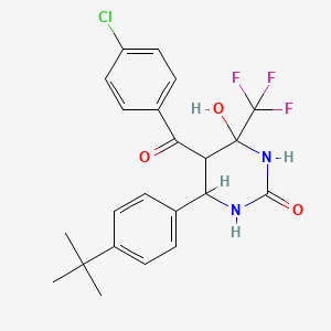 6-(4-Tert-butylphenyl)-5-(4-chlorobenzoyl)-4-hydroxy-4-(trifluoromethyl)-1,3-diazinan-2-one