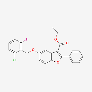 molecular formula C24H18ClFO4 B11627829 Ethyl 5-[(2-chloro-6-fluorophenyl)methoxy]-2-phenyl-1-benzofuran-3-carboxylate 