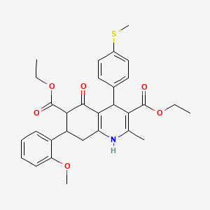 molecular formula C30H33NO6S B11627838 Diethyl 7-(2-methoxyphenyl)-2-methyl-4-[4-(methylsulfanyl)phenyl]-5-oxo-1,4,5,6,7,8-hexahydro-3,6-quinolinedicarboxylate 