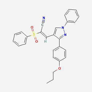 (2E)-3-[1-phenyl-3-(4-propoxyphenyl)-1H-pyrazol-4-yl]-2-(phenylsulfonyl)prop-2-enenitrile