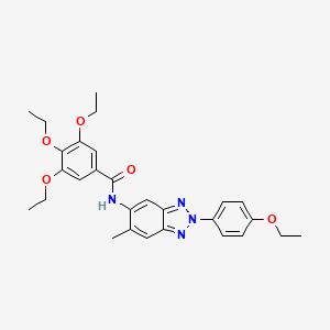 molecular formula C28H32N4O5 B11627857 3,4,5-triethoxy-N-[2-(4-ethoxyphenyl)-6-methyl-2H-benzotriazol-5-yl]benzamide 