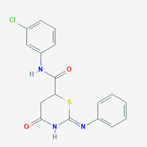 molecular formula C17H14ClN3O2S B11627865 (2E)-N-(3-chlorophenyl)-4-oxo-2-(phenylimino)-1,3-thiazinane-6-carboxamide 