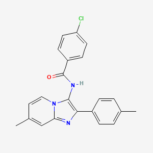 4-chloro-N-[7-methyl-2-(4-methylphenyl)imidazo[1,2-a]pyridin-3-yl]benzamide