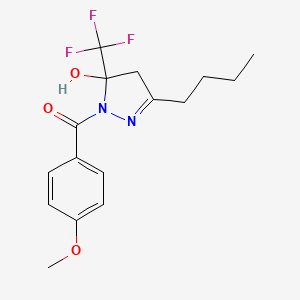 [3-butyl-5-hydroxy-5-(trifluoromethyl)-4,5-dihydro-1H-pyrazol-1-yl](4-methoxyphenyl)methanone