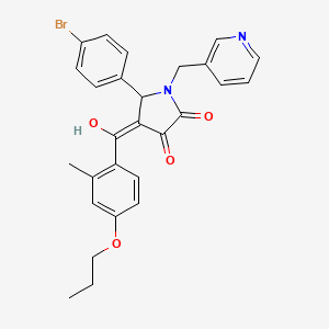 molecular formula C27H25BrN2O4 B11627909 5-(4-bromophenyl)-3-hydroxy-4-[(2-methyl-4-propoxyphenyl)carbonyl]-1-(pyridin-3-ylmethyl)-1,5-dihydro-2H-pyrrol-2-one 