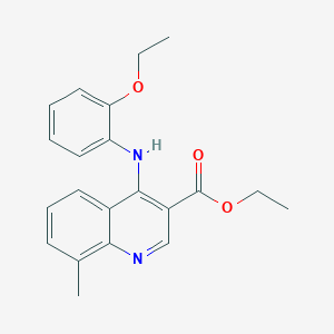 molecular formula C21H22N2O3 B11627921 Ethyl 4-[(2-ethoxyphenyl)amino]-8-methylquinoline-3-carboxylate 