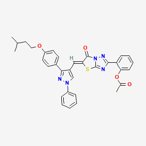 2-[(5Z)-5-({3-[4-(3-methylbutoxy)phenyl]-1-phenyl-1H-pyrazol-4-yl}methylidene)-6-oxo-5,6-dihydro[1,3]thiazolo[3,2-b][1,2,4]triazol-2-yl]phenyl acetate