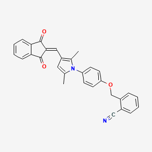 2-[(4-{3-[(1,3-dioxo-1,3-dihydro-2H-inden-2-ylidene)methyl]-2,5-dimethyl-1H-pyrrol-1-yl}phenoxy)methyl]benzonitrile