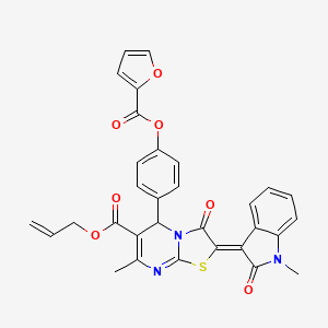 molecular formula C31H23N3O7S B11627949 allyl (2Z)-5-[4-(2-furoyloxy)phenyl]-7-methyl-2-(1-methyl-2-oxo-1,2-dihydro-3H-indol-3-ylidene)-3-oxo-2,3-dihydro-5H-[1,3]thiazolo[3,2-a]pyrimidine-6-carboxylate 