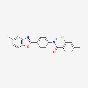 2-chloro-4-methyl-N-[4-(5-methyl-1,3-benzoxazol-2-yl)phenyl]benzamide