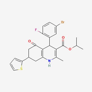 Propan-2-yl 4-(5-bromo-2-fluorophenyl)-2-methyl-5-oxo-7-(thiophen-2-yl)-1,4,5,6,7,8-hexahydroquinoline-3-carboxylate