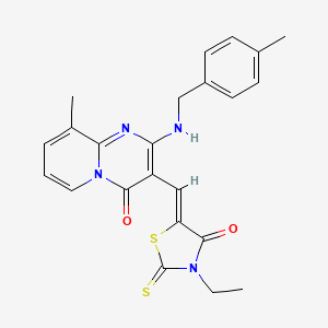 molecular formula C23H22N4O2S2 B11627991 3-[(Z)-(3-ethyl-4-oxo-2-thioxo-1,3-thiazolidin-5-ylidene)methyl]-9-methyl-2-[(4-methylbenzyl)amino]-4H-pyrido[1,2-a]pyrimidin-4-one 