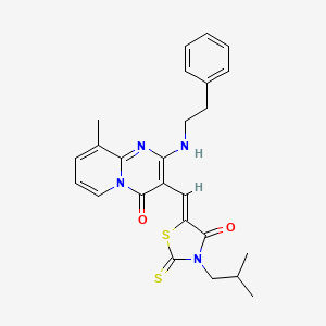 molecular formula C25H26N4O2S2 B11628057 3-[(Z)-(3-isobutyl-4-oxo-2-thioxo-1,3-thiazolidin-5-ylidene)methyl]-9-methyl-2-[(2-phenylethyl)amino]-4H-pyrido[1,2-a]pyrimidin-4-one CAS No. 469879-32-1