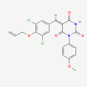 molecular formula C21H16Cl2N2O5 B11628160 (5Z)-5-[3,5-dichloro-4-(prop-2-en-1-yloxy)benzylidene]-1-(4-methoxyphenyl)pyrimidine-2,4,6(1H,3H,5H)-trione 