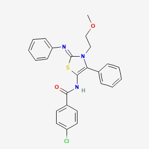 molecular formula C25H22ClN3O2S B11628186 4-chloro-N-[(2Z)-3-(2-methoxyethyl)-4-phenyl-2-(phenylimino)-2,3-dihydro-1,3-thiazol-5-yl]benzamide 