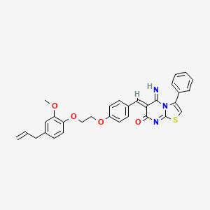 (6Z)-5-imino-6-(4-{2-[2-methoxy-4-(prop-2-en-1-yl)phenoxy]ethoxy}benzylidene)-3-phenyl-5,6-dihydro-7H-[1,3]thiazolo[3,2-a]pyrimidin-7-one