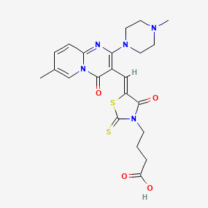 molecular formula C22H25N5O4S2 B11628226 4-[(5Z)-5-{[7-methyl-2-(4-methylpiperazin-1-yl)-4-oxo-4H-pyrido[1,2-a]pyrimidin-3-yl]methylidene}-4-oxo-2-thioxo-1,3-thiazolidin-3-yl]butanoic acid 