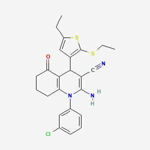 2-Amino-1-(3-chlorophenyl)-4-(5-ethyl-2-(ethylthio)thiophen-3-yl)-5-oxo-1,4,5,6,7,8-hexahydroquinoline-3-carbonitrile