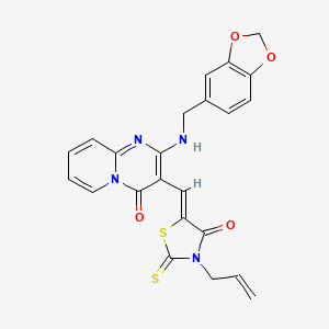 2-[(1,3-benzodioxol-5-ylmethyl)amino]-3-{(Z)-[4-oxo-3-(prop-2-en-1-yl)-2-thioxo-1,3-thiazolidin-5-ylidene]methyl}-4H-pyrido[1,2-a]pyrimidin-4-one