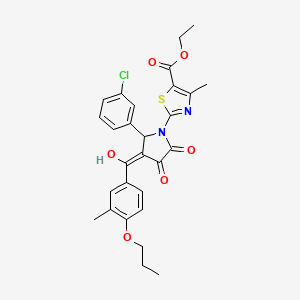 ethyl 2-[2-(3-chlorophenyl)-4-hydroxy-3-(3-methyl-4-propoxybenzoyl)-5-oxo-2,5-dihydro-1H-pyrrol-1-yl]-4-methyl-1,3-thiazole-5-carboxylate