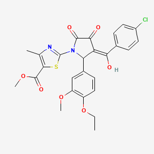 methyl 2-[(3E)-3-[(4-chlorophenyl)(hydroxy)methylidene]-2-(4-ethoxy-3-methoxyphenyl)-4,5-dioxopyrrolidin-1-yl]-4-methyl-1,3-thiazole-5-carboxylate