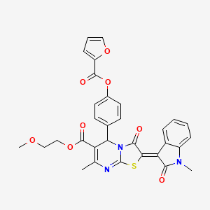 2-methoxyethyl (2Z)-5-{4-[(furan-2-ylcarbonyl)oxy]phenyl}-7-methyl-2-(1-methyl-2-oxo-1,2-dihydro-3H-indol-3-ylidene)-3-oxo-2,3-dihydro-5H-[1,3]thiazolo[3,2-a]pyrimidine-6-carboxylate