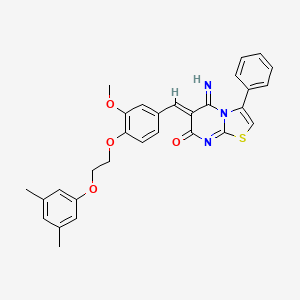 (6Z)-6-{4-[2-(3,5-dimethylphenoxy)ethoxy]-3-methoxybenzylidene}-5-imino-3-phenyl-5,6-dihydro-7H-[1,3]thiazolo[3,2-a]pyrimidin-7-one