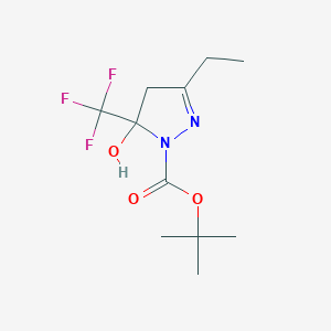 tert-butyl 3-ethyl-5-hydroxy-5-(trifluoromethyl)-4,5-dihydro-1H-pyrazole-1-carboxylate