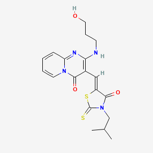 molecular formula C19H22N4O3S2 B11628401 2-[(3-hydroxypropyl)amino]-3-[(Z)-(3-isobutyl-4-oxo-2-thioxo-1,3-thiazolidin-5-ylidene)methyl]-4H-pyrido[1,2-a]pyrimidin-4-one 