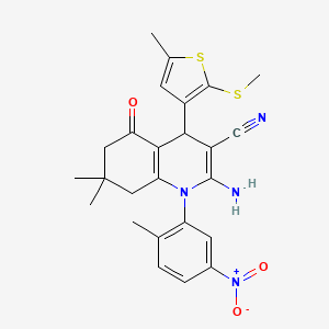 2-Amino-7,7-dimethyl-4-(5-methyl-2-(methylthio)thiophen-3-yl)-1-(2-methyl-5-nitrophenyl)-5-oxo-1,4,5,6,7,8-hexahydroquinoline-3-carbonitrile