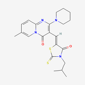 molecular formula C22H26N4O2S2 B11628444 3-[(Z)-(3-Isobutyl-4-oxo-2-thioxo-1,3-thiazolidin-5-ylidene)methyl]-7-methyl-2-(1-piperidinyl)-4H-pyrido[1,2-A]pyrimidin-4-one 