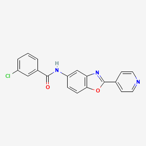 3-chloro-N-[2-(pyridin-4-yl)-1,3-benzoxazol-5-yl]benzamide