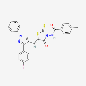 N-((5Z)-5-{[3-(4-fluorophenyl)-1-phenyl-1H-pyrazol-4-yl]methylene}-4-oxo-2-thioxo-1,3-thiazolidin-3-yl)-4-methylbenzamide