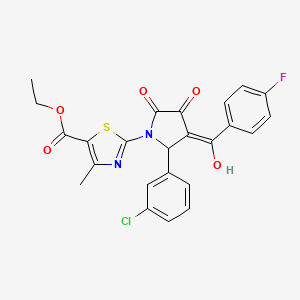 ethyl 2-{(3E)-2-(3-chlorophenyl)-3-[(4-fluorophenyl)(hydroxy)methylidene]-4,5-dioxopyrrolidin-1-yl}-4-methyl-1,3-thiazole-5-carboxylate