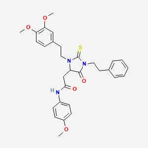 2-{3-[2-(3,4-dimethoxyphenyl)ethyl]-5-oxo-1-(2-phenylethyl)-2-thioxoimidazolidin-4-yl}-N-(4-methoxyphenyl)acetamide