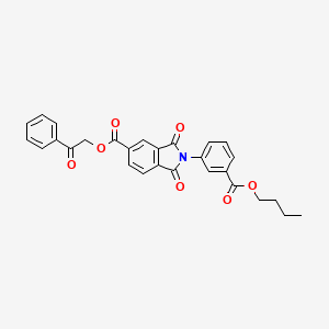 molecular formula C28H23NO7 B11628507 2-oxo-2-phenylethyl 2-[3-(butoxycarbonyl)phenyl]-1,3-dioxo-2,3-dihydro-1H-isoindole-5-carboxylate 